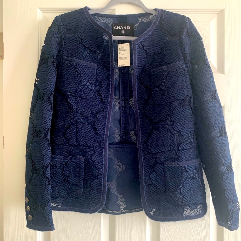 Chanel Navy Blue Lace Jacket